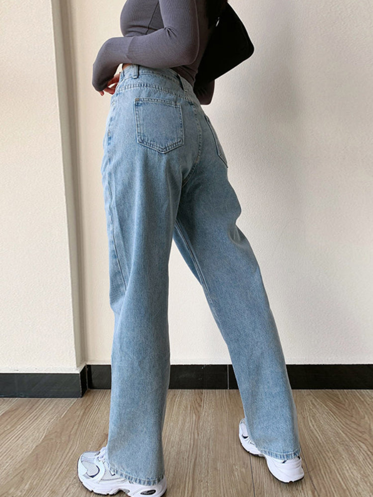 Vaqueros elegantes de tiro alto y holgados para mujer | Ideales para cualquier temporada