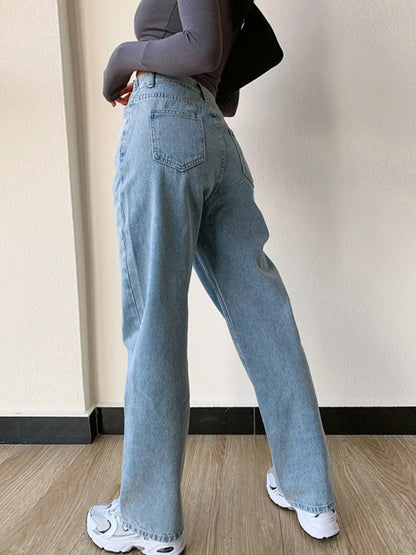 Vaqueros elegantes de tiro alto y holgados para mujer | Ideales para cualquier temporada