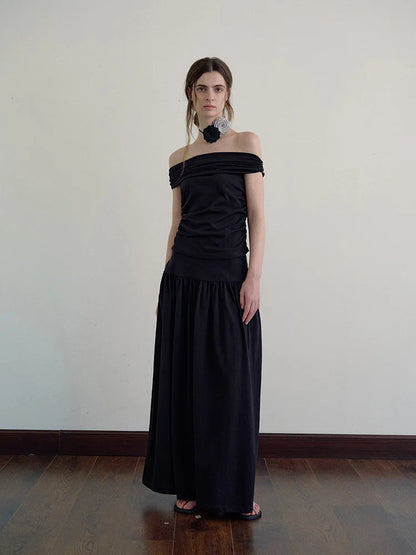 DressBetty - Solid Color Draping Knitted Pleated Skirt