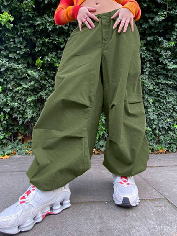 Size Friendly Drawstring Parachute Cargo Pants