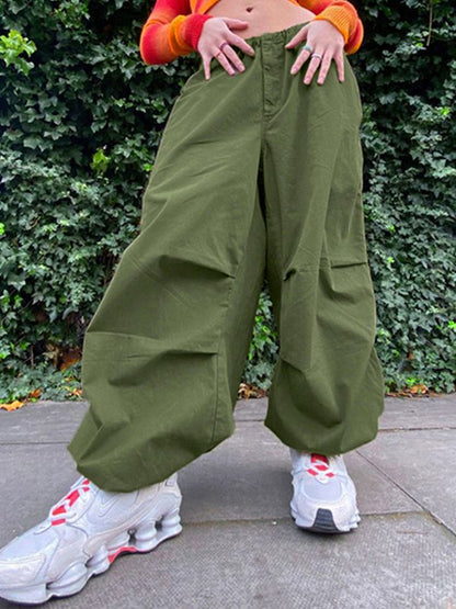Size Friendly Drawstring Parachute Cargo Pants