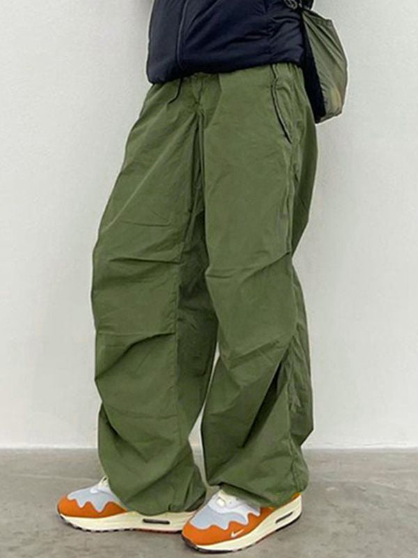 Size Friendly Drawstring Parachute Cargo Pants
