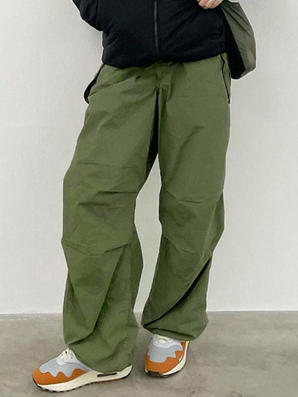 Size Friendly Drawstring Parachute Cargo Pants