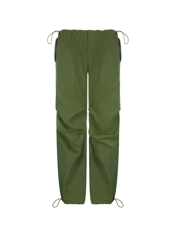 Size Friendly Drawstring Parachute Cargo Pants