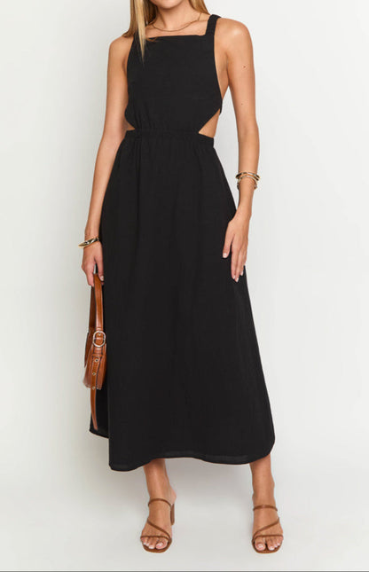 Andrea Black Backless Midi Dress