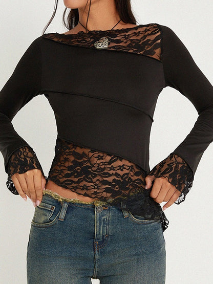 Paneled Long Sleeve Mesh Tee