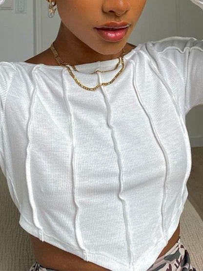 Ruched Textured Long Sleeve Tee