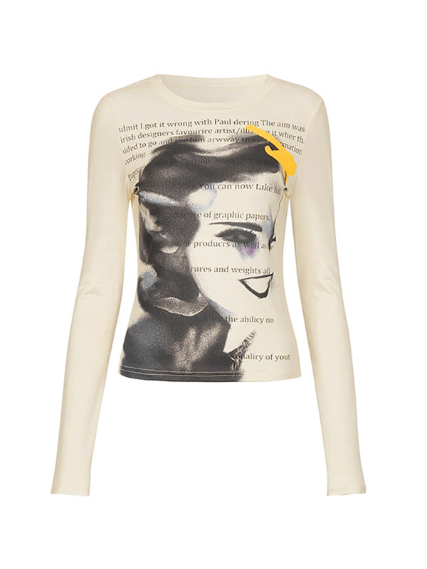 Vintage Portrait Print Long Sleeve Tee