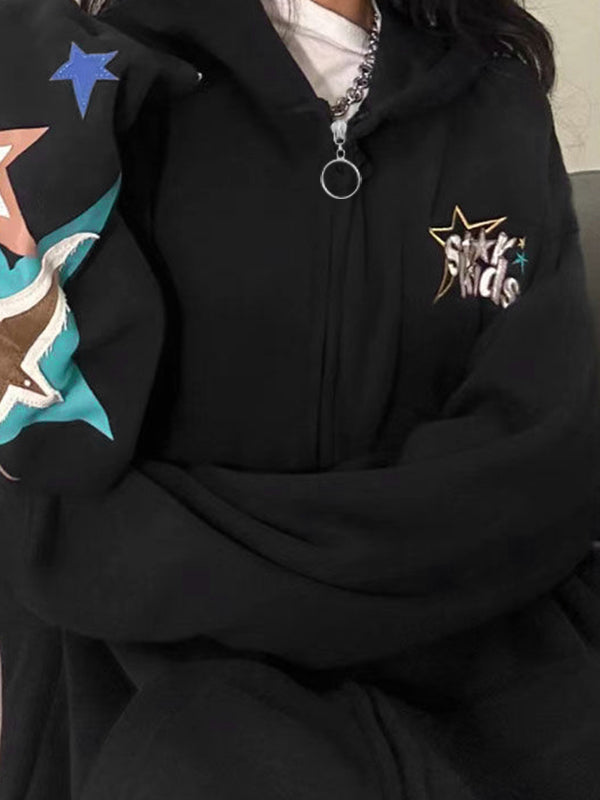 Vintage Star Print Oversized Hoodies