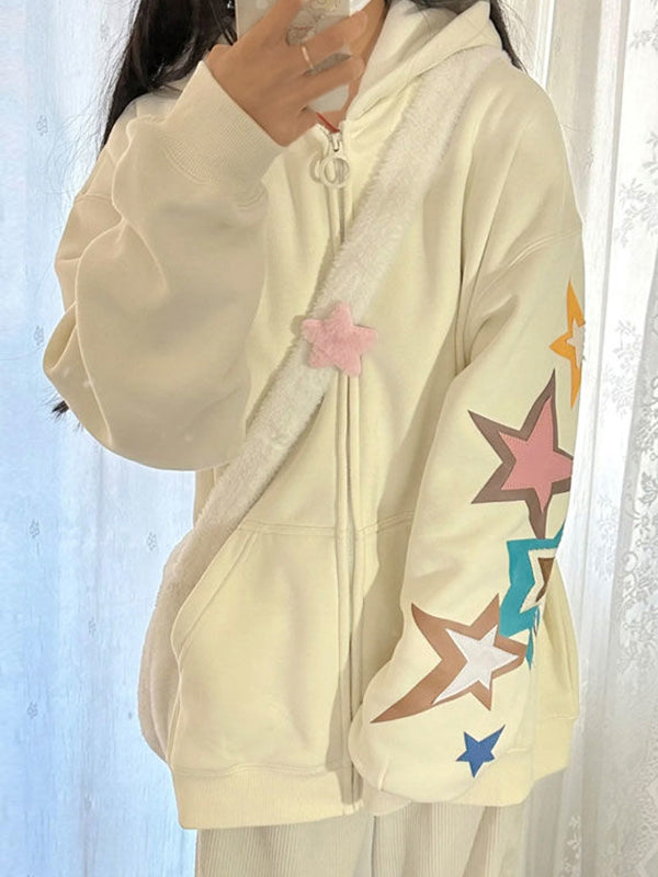 Vintage Star Print Oversized Hoodies