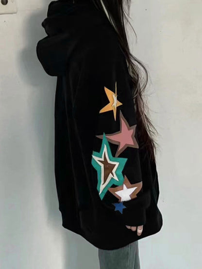 Vintage Star Print Oversized Hoodies