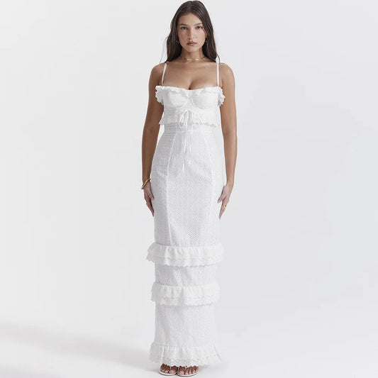 Ashlei - Elegante vestido largo bordado para mujer