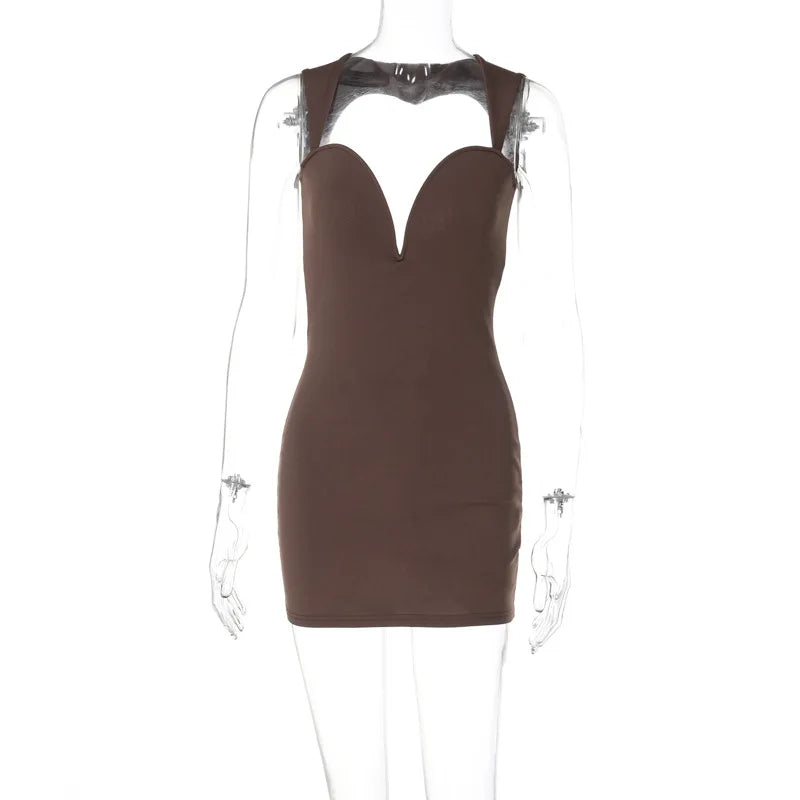 Love Backless Sexy Strap V-neck Sleeveless Party Mini Dress