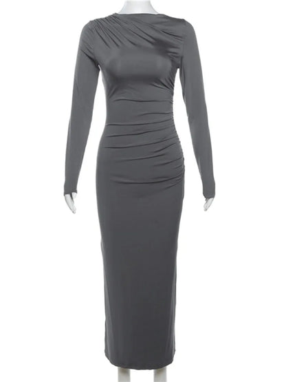 DressBetty - 2024 Spring Elegant O-neck Long Sleeve Bodycon Dress