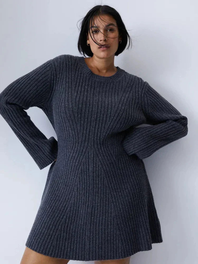 Sexy Knit Autumn Winter Long Sleeve Slim White Christmas Club Party Mini Dress