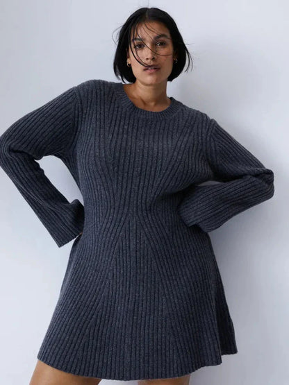 Sexy Knit Autumn Winter Long Sleeve Slim White Christmas Club Party Mini Dress
