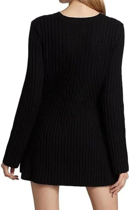 Sexy Knit Autumn Winter Long Sleeve Slim White Christmas Club Party Mini Dress