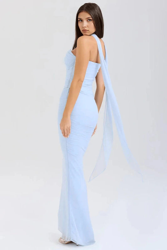 Austyn - Lujoso vestido de cóctel largo de malla para mujer