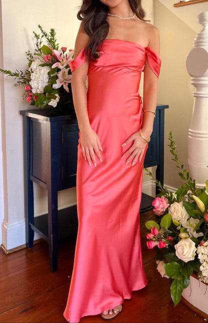 Chiara Pink Off Shoulder Formal Dress