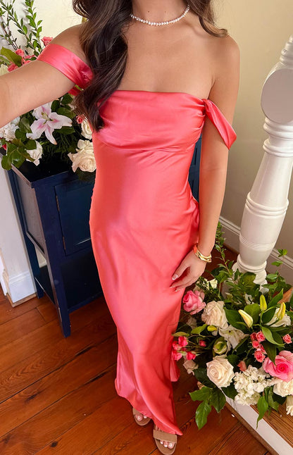 Chiara Pink Off Shoulder Formal Dress