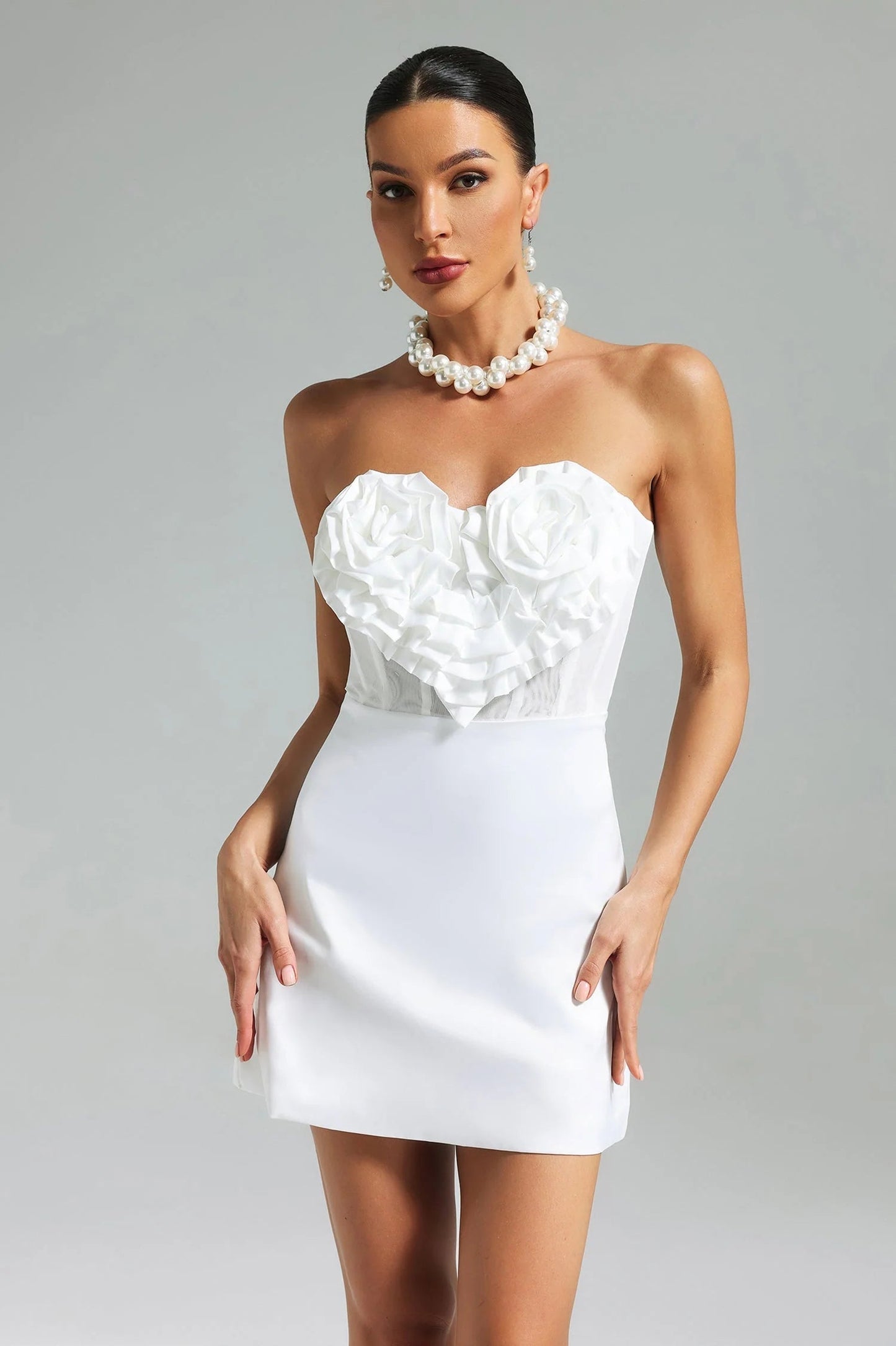 Ellora Satin Strapless Corset Heart Dress