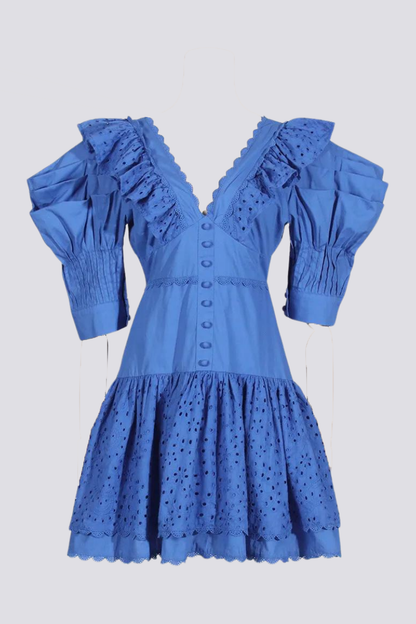 Vestido mini Éloïse con escote pronunciado y volantes en la espalda