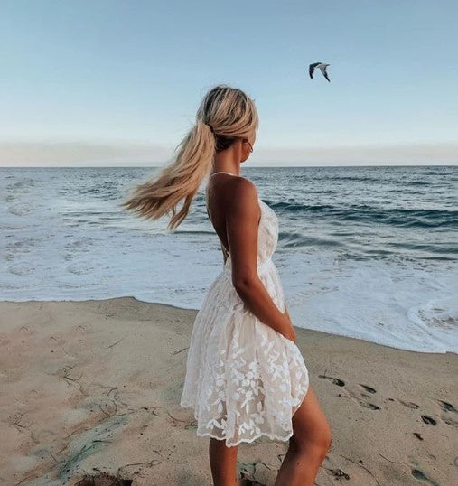 Women's Lightweight Cocktail Dress with Flower Embroidery