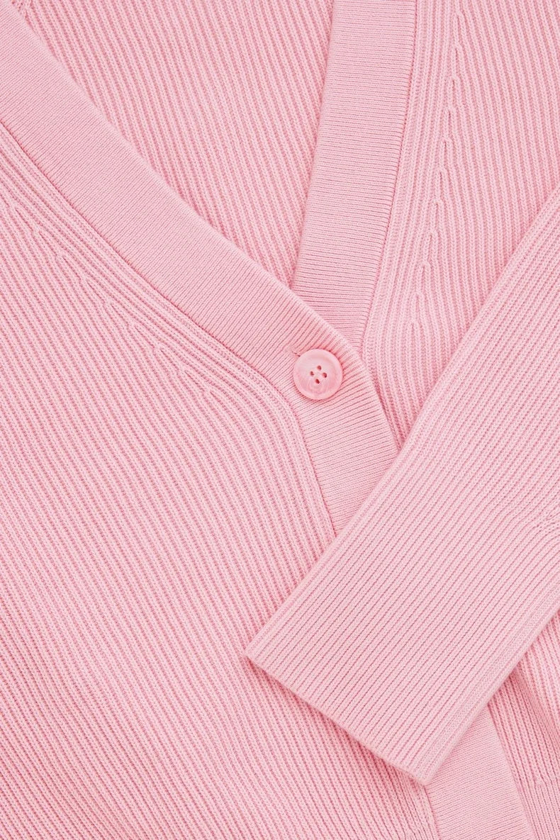 V-neck Ribbed Casual Bat-sleeve Cardigan Cardigan