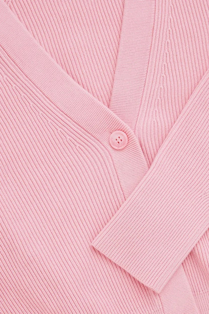 V-neck Ribbed Casual Bat-sleeve Cardigan Cardigan
