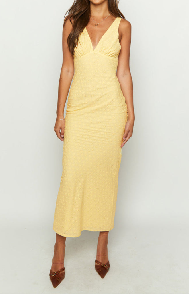 Rosina Yellow Midi Dress