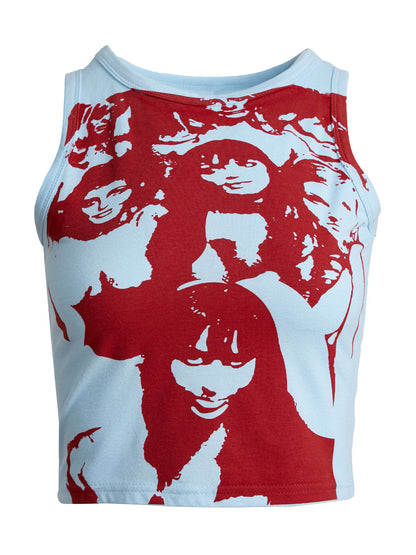 Vintage Girl Graphic Crop Tank Top