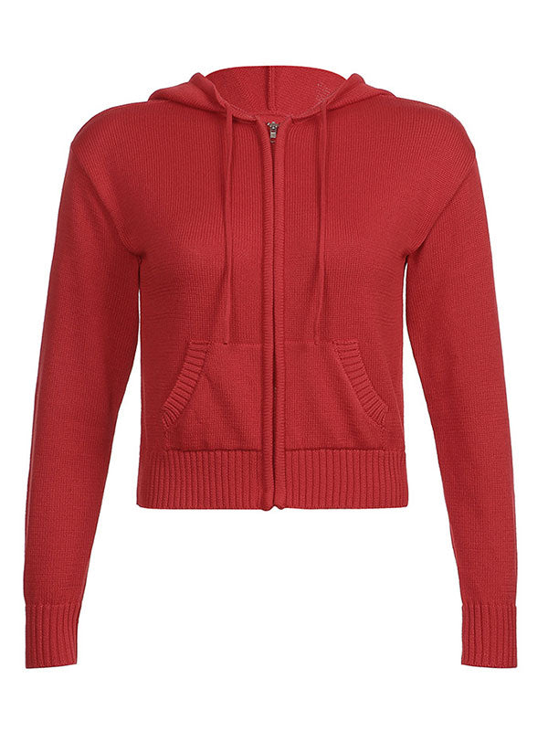 Hooded Crop Knit Cardigan