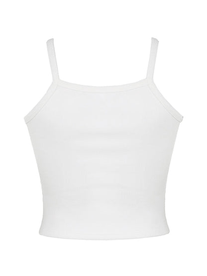 Rib Basic Solid Crop Cami Top