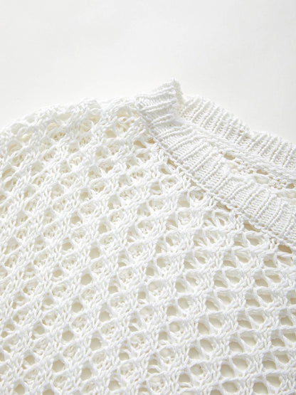 Hollow Out Crochet Long Sleeve Knit Top