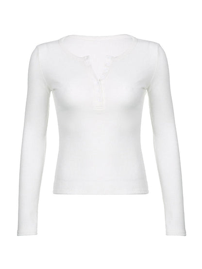 Button Down Long Sleeve Knit Top