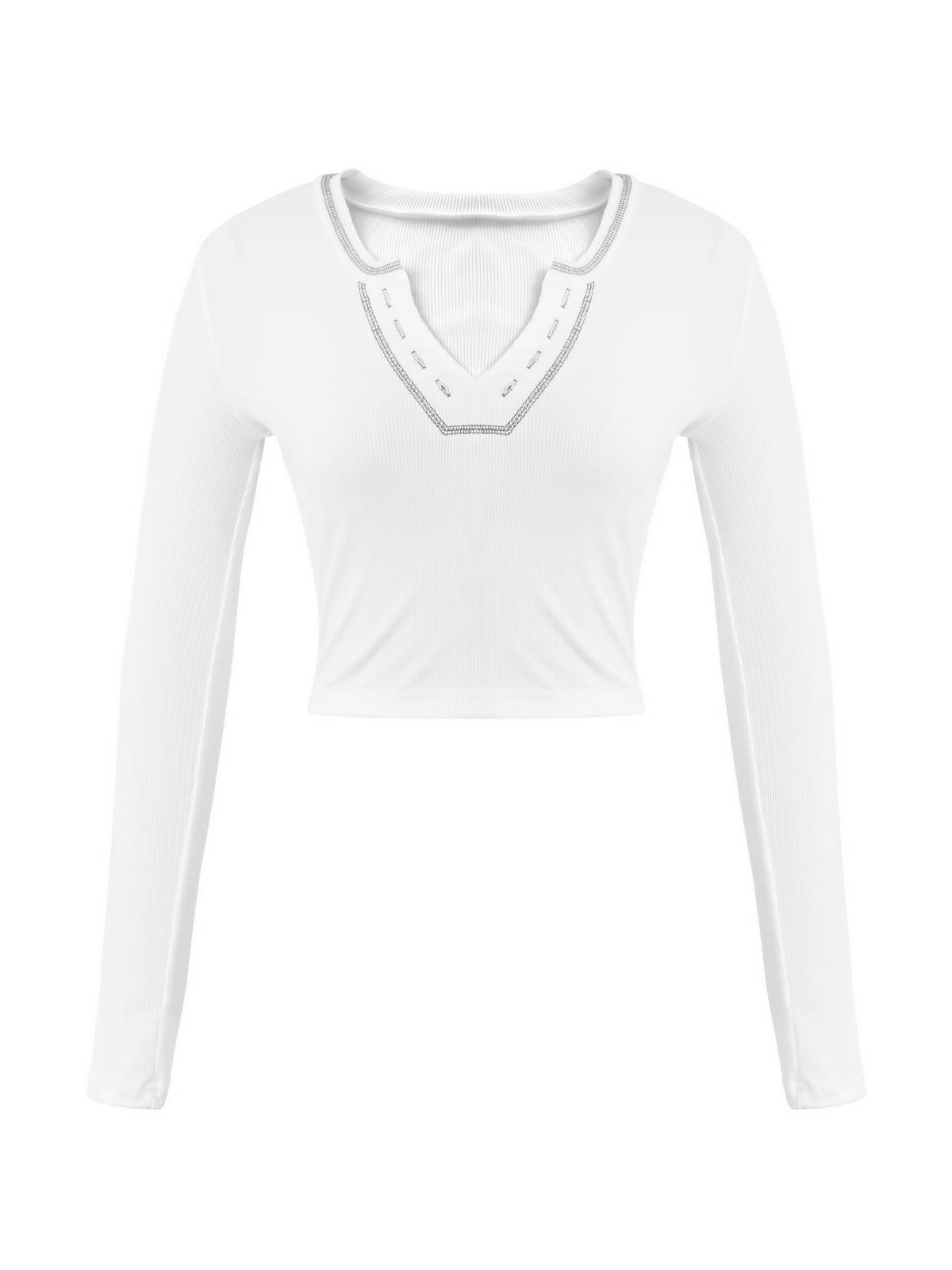 Long Sleeve Ribbed Knit Crop Top