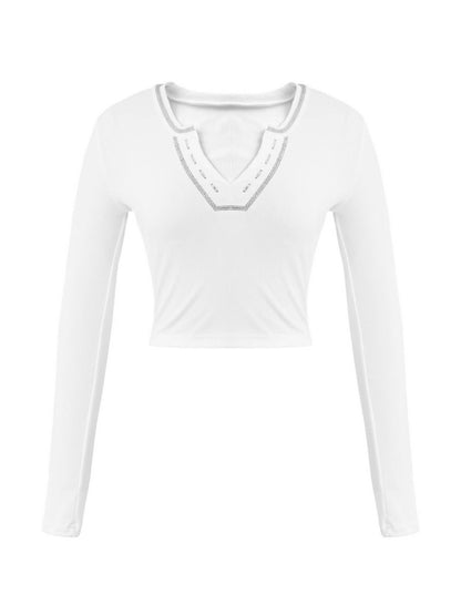 Long Sleeve Ribbed Knit Crop Top