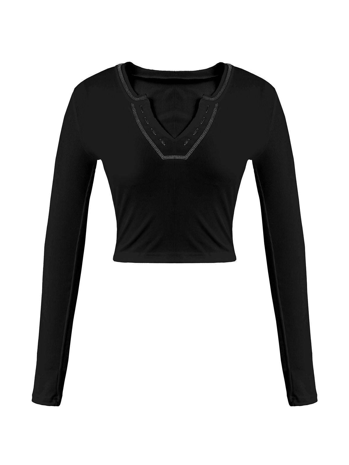 Long Sleeve Ribbed Knit Crop Top