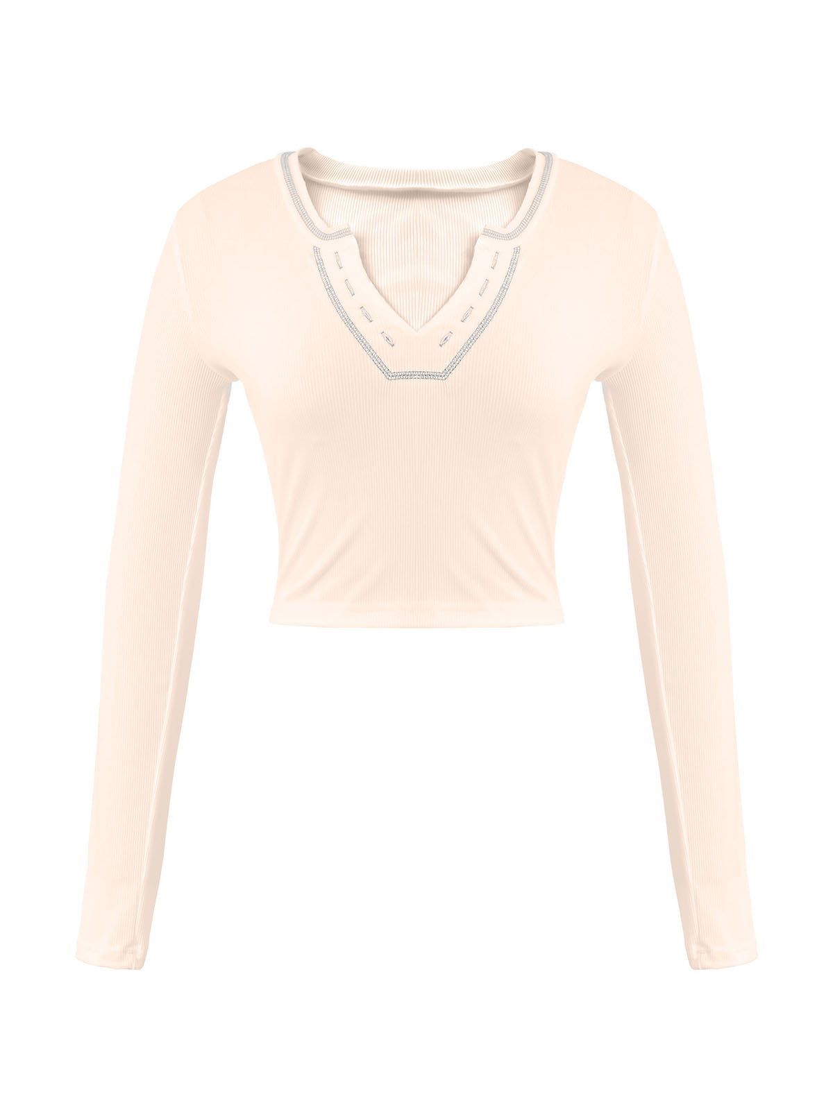 Long Sleeve Ribbed Knit Crop Top
