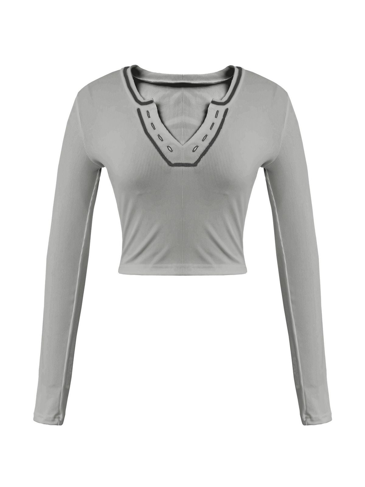 Long Sleeve Ribbed Knit Crop Top