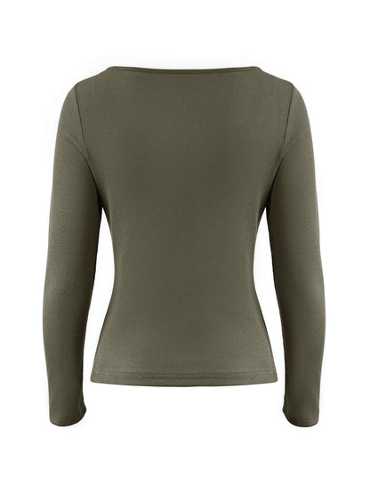 Lace Trim Black Long Sleeve Knit Top