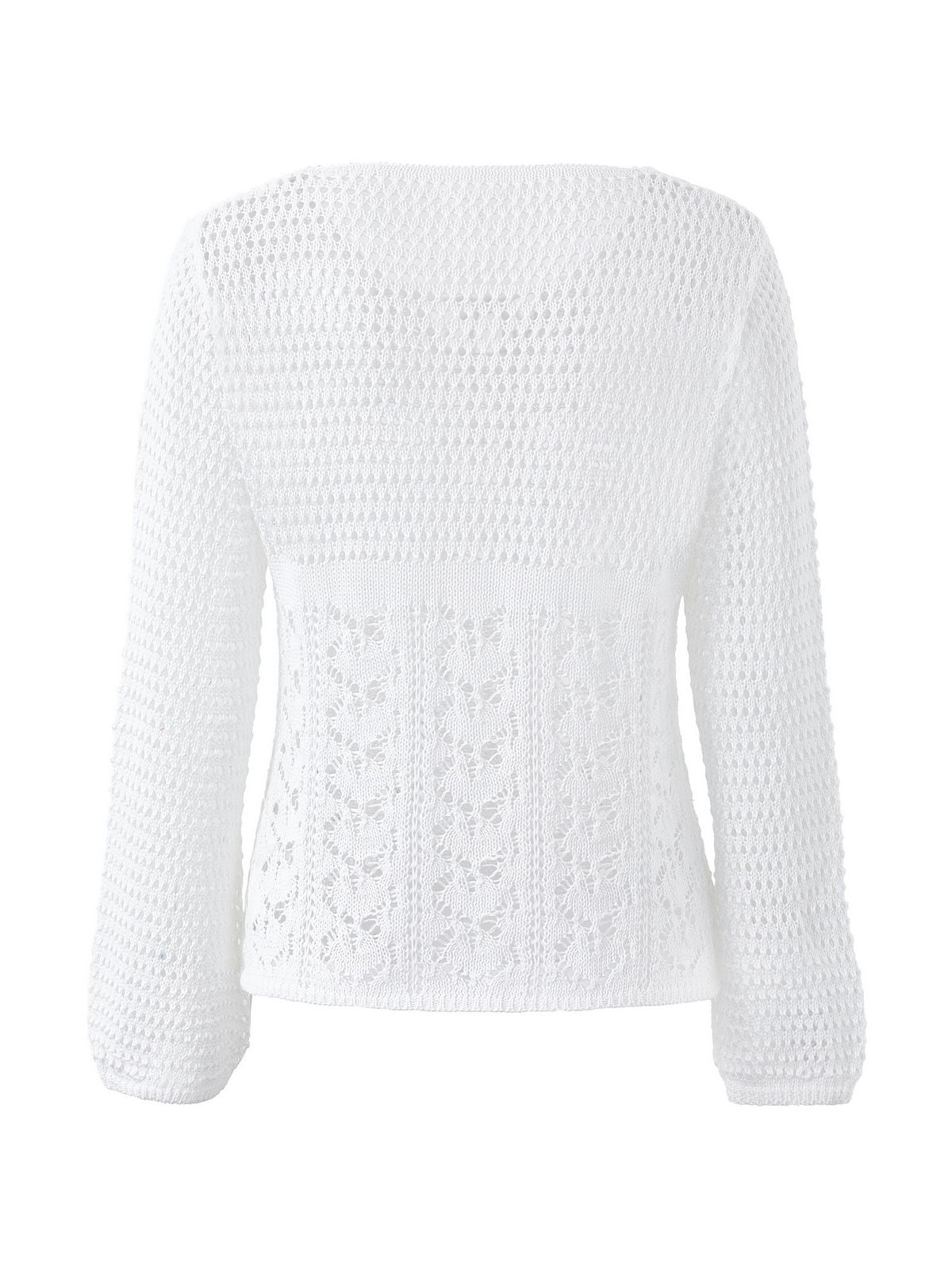 Tie Front White Open Knit Top