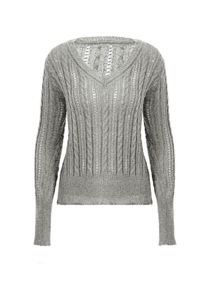 Vintage V Neck Cable Knit Top