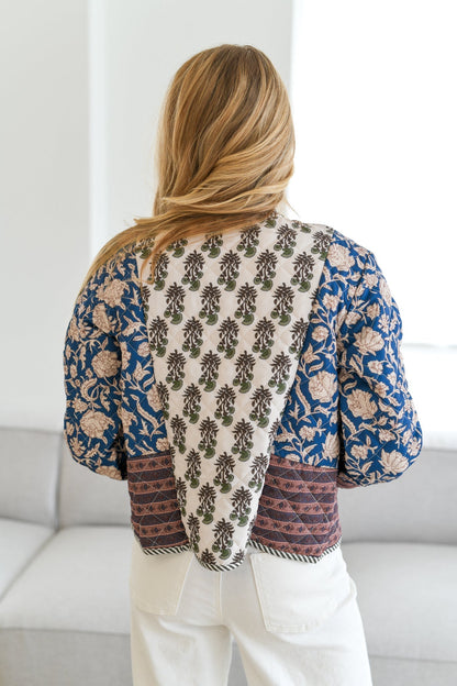 Chaqueta acolchada de patchwork Karris - Azul marino multicolor