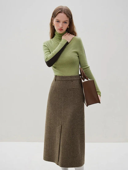 Graceful Double Brested Wool Front Spilt Top