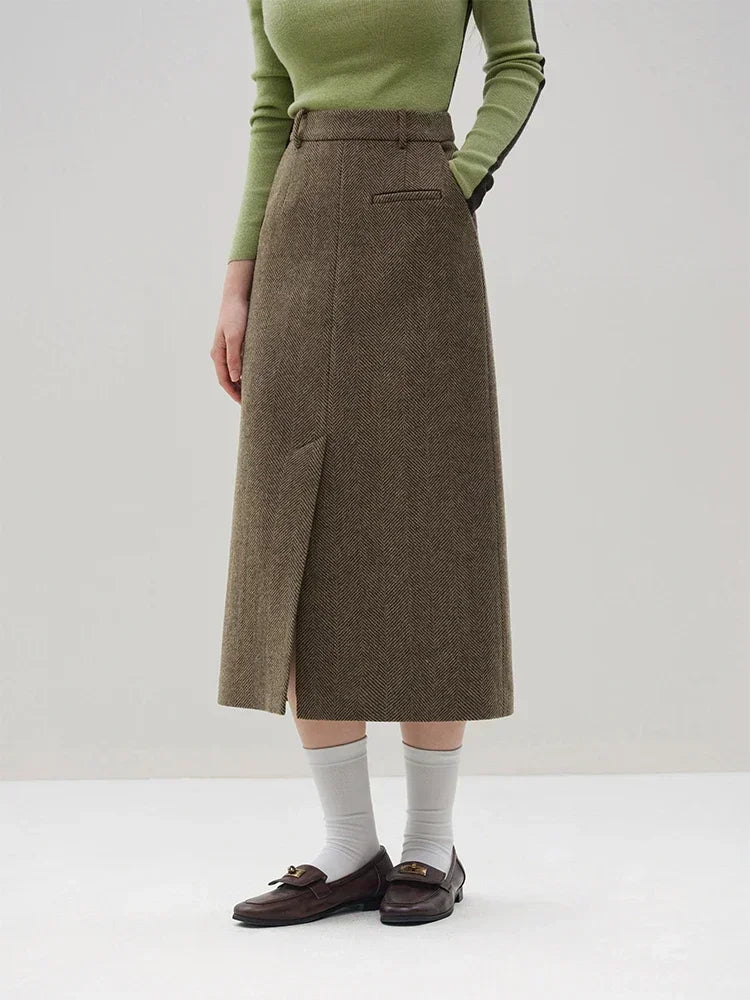 Graceful Double Brested Wool Front Spilt Top