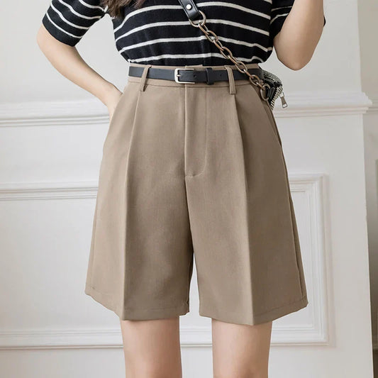 FashionSierra - High Street Fashionable Color High Waist Zipper Office Lady Summer Bottoms Women Shorts 2025 Shorts