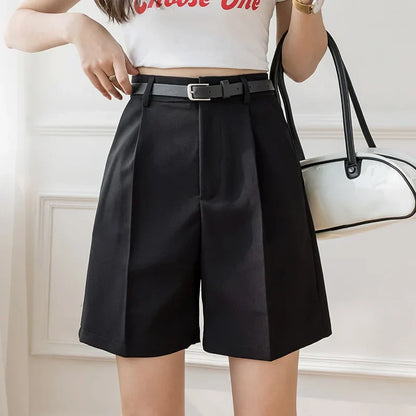 FashionSierra - High Street Fashionable Color High Waist Zipper Office Lady Summer Bottoms Women Shorts 2025 Shorts