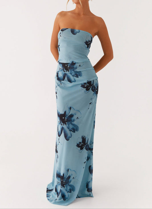 Massima Maxi Dress - Blue Black Floral