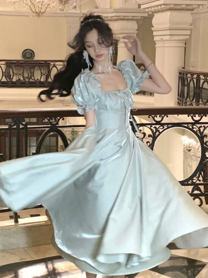 French Vintage Evening Party Dress Women 2025 Summer Elegant Romantic Prom Robe Vestidos Korean A-line Graduation Dresses New